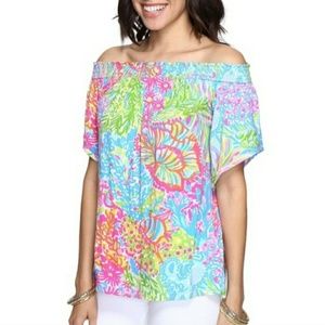 Lovers coral off shoulder